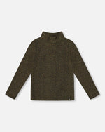 Shiny Rib Mock Neck Top Black And Gold - H20OG70_000