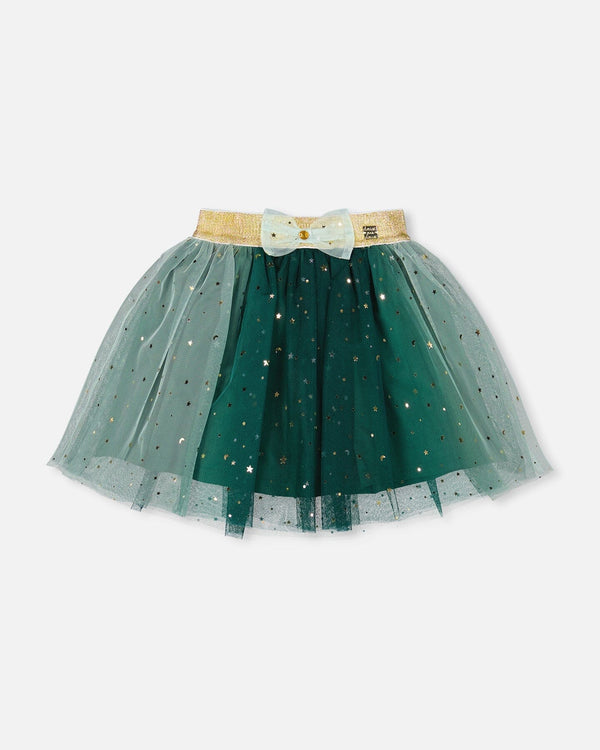 Mesh Skirt With Bow Forest Green - H20OG81_393
