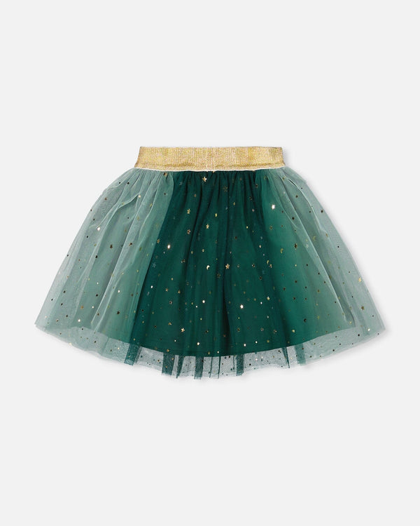 Mesh Skirt With Bow Forest Green - H20OG81_393