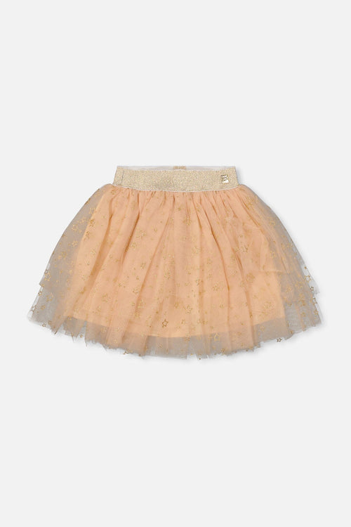 Multi Layer Glittering Mesh Skirt Beige - H20OG82_145