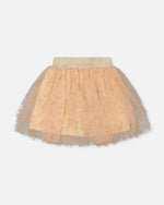 Multi Layer Glittering Mesh Skirt Beige - H20OG82_145