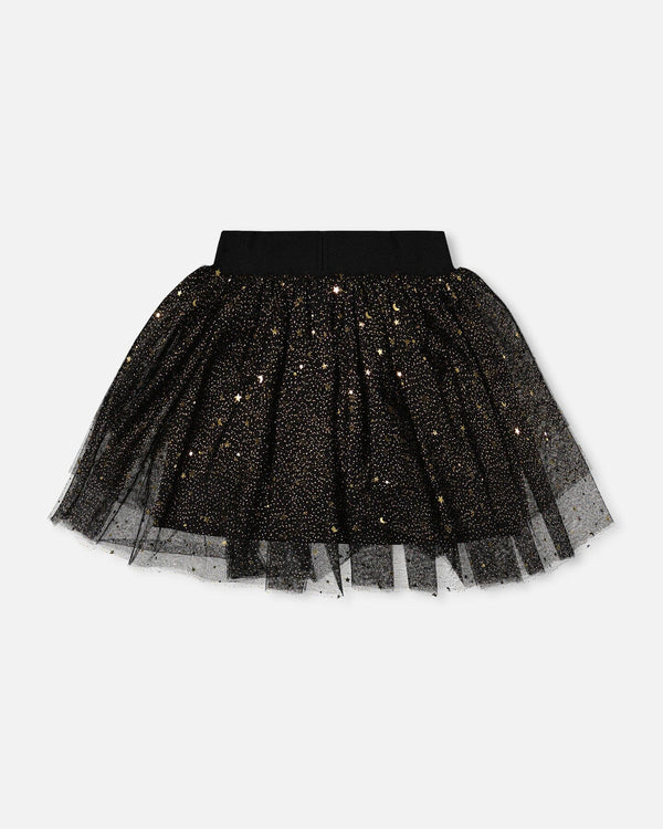 Multi Layer Glittering Mesh Skirt Black - H20OG82_999
