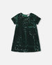 Velvet Short Sleeve Dress Forest Green - H20OG85_393