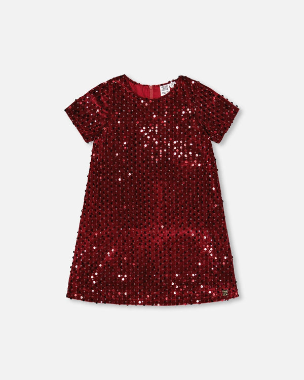 Velvet Short Sleeve Dress Red - H20OG85_775