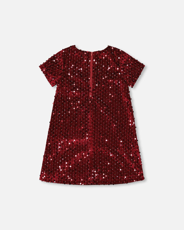 Velvet Short Sleeve Dress Red - H20OG85_775