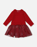 Bi-Material Dress With Glittering Skirt Red - H20OG86_749