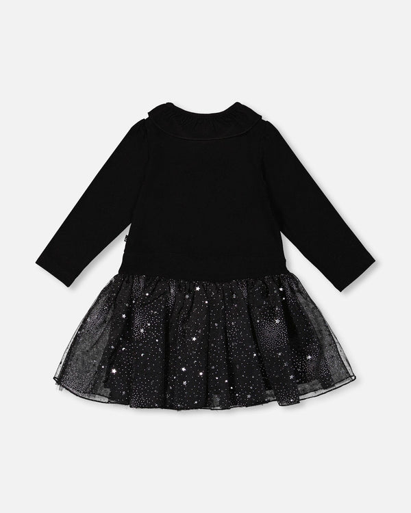 Bi-Material Dress With Glittering Skirt Black - H20OG86_999