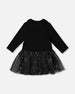 Bi-Material Dress With Glittering Skirt Black - H20OG86_999