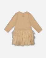 Glittering Mesh Skirt Party Dress Beige - H20OG87_145