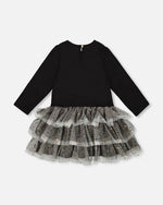 Glittering Mesh Skirt Party Dress Black - H20OG87_999