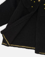 Knitted Cardigan With Rhinestones Black - H20OGT31_999