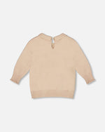 3/4 Sleeve Knitted Sweater Beige - H20OGT71_145