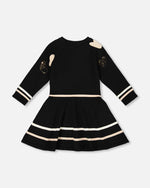 Knit Dress Black With Glittery Heart Motifs - H20OGT89_999