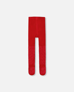 Knit Tights Red With Tone-On-Tone Star Pattern - H20OGT_749