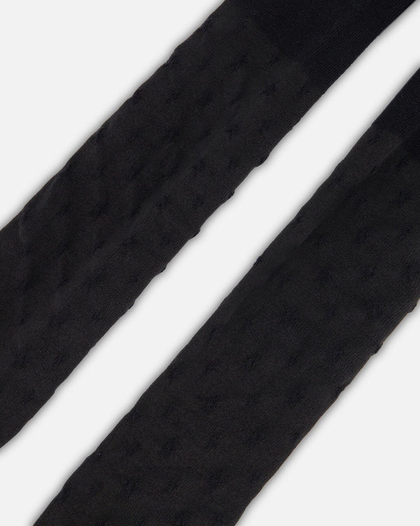 Knit Tights Black With Tone-On-Tone Star Pattern - H20OGT_999