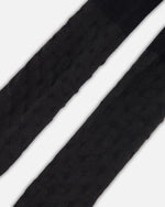Knit Tights Black With Tone-On-Tone Star Pattern - H20OGT_999