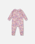 One-Piece Organic Cotton Pajama Lilac Cat Print - H20PA40US_008