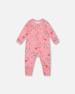 One-Piece Organic Cotton Pajama Pink Cat Print - H20PA40US_040