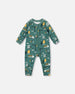 One-Piece Organic Cotton Pajama Teal Construction Print - H20PA40US_065
