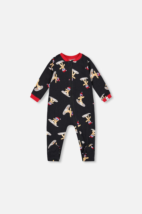 One-Piece Organic Cotton Pajama Black Cookie Print - H20PA40US_067
