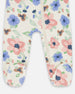 One-Piece Organic Cotton Pajama Off-White Flower Print - H20PA40_009
