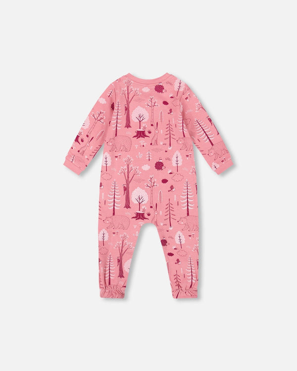 One-Piece Organic Cotton Pajama Pink Forest - H20PA40_069