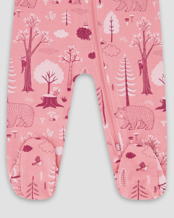 One-Piece Organic Cotton Pajama Pink Forest - H20PA40_069