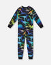 Two-Piece Organic Cotton Pajama Set Black Dinosaur Print - H20PB10US_064