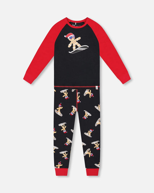 Two-Piece Organic Cotton Pajama Set Black Cookie Print - H20PB10_067