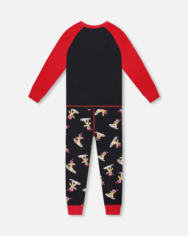 Two-Piece Organic Cotton Pajama Set Black Cookie Print - H20PB10_067