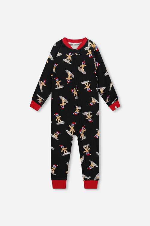 Organic Cotton Interlock One-Piece Pajama Black Cookie Print - H20PB40US_067