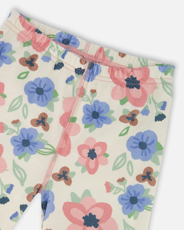 Organic Cotton Two-Piece Pajamas Off-White Flower Print - H20PG10US_009