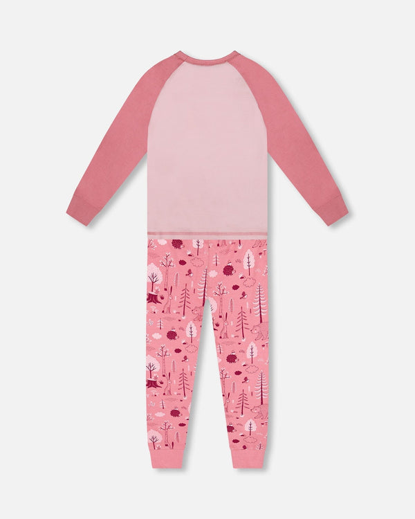 Organic Cotton Two-Piece Pajamas Pink Forest - H20PG10_069