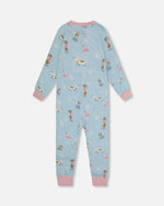 Organic Cotton Interlock One-Piece Pajama Blue Dog Print - H20PG40US_039