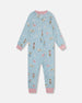 Organic Cotton Interlock One-Piece Pajama Blue Dog Print - H20PG40_039