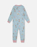 Organic Cotton Interlock One-Piece Pajama Blue Dog Print - H20PG40_039
