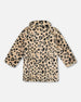 Printed Fake Fur Long Coat Black And Beige Leopard - H20Q53_000