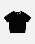 Short Sleeve Stretch Velour Top Black - H20Q71_999