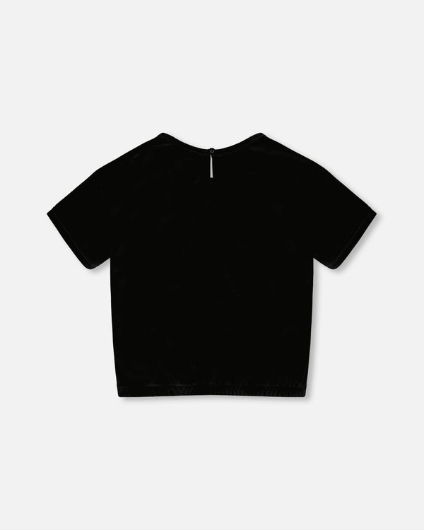 Short Sleeve Stretch Velour Top Black - H20Q71_999