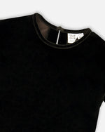 Short Sleeve Stretch Velour Top Black - H20Q71_999