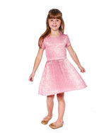 Short Sleeve Dress With Pleated Skirt Dusty Pink - H20Q90_622
