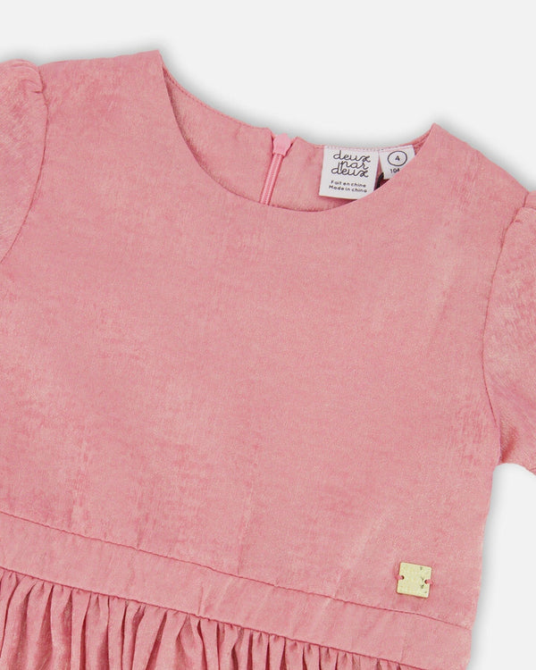 Short Sleeve Dress With Pleated Skirt Dusty Pink - H20Q90_622