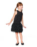 Sleeveless Bi-Material Lurex Dress With Feathers Black - H20Q93_999