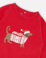 Organic Cotton Two-Piece Pajamas Red And White Fairisle - H20R10_089