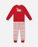 Adult Men Organic Cotton Two-Piece Pajama Set Red And White Fairisle - H20R13_089