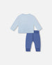 Organic Cotton Jersey Two-Piece Top And Pant Set Blue - H20S10_480