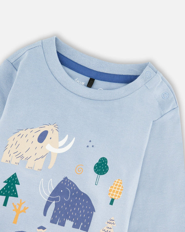 Organic Cotton Jersey Two-Piece Top And Pant Set Blue - H20S10_480