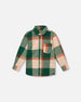 Long Sleeve Yarn Dyed Plaid Shirt Green And Orange - H20S15_000