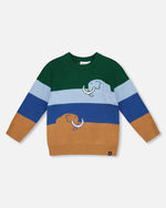Long Sleeve Knit Sweater Blue, Green And Brown - H20ST68_000