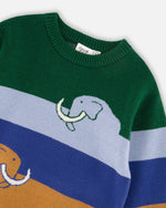 Long Sleeve Knit Sweater Blue, Green And Brown - H20ST68_000